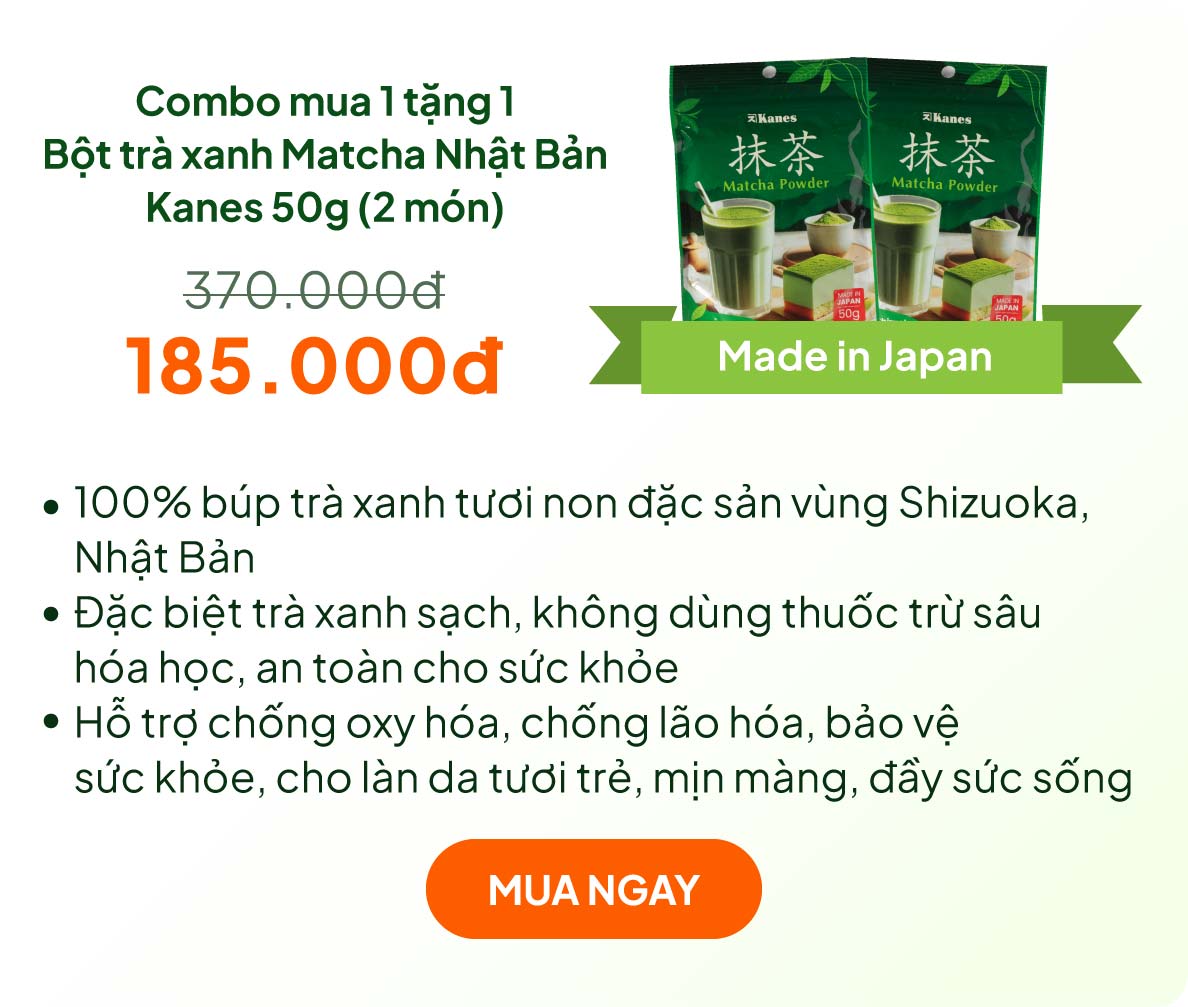 Combo siêu hời mua 1 tặng 1 Bột trà xanh Matcha Nhật Bản Kanes 50g