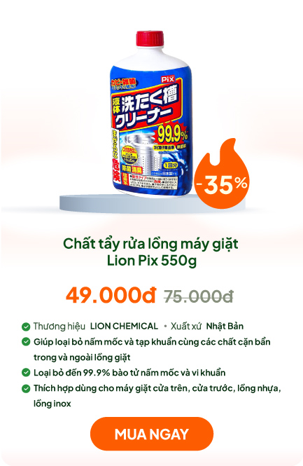 Chất tẩy rửa lồng máy giặt Lion Pix 550g