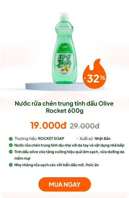 Nước rửa chén trung tính dầu Olive Rocket 600g