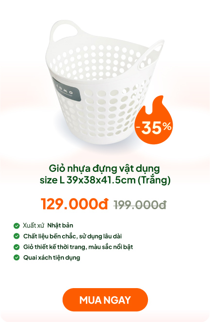 Giỏ nhựa đựng vật dụng size L 39x38x41.5cm (Trắng)