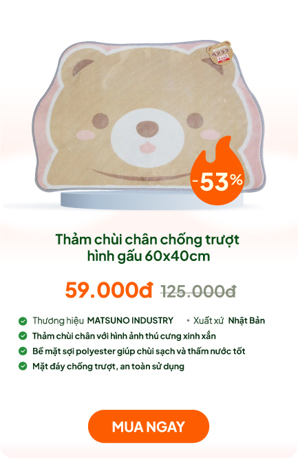 Thảm chùi chân chống trượt hình gấu 60x40cm