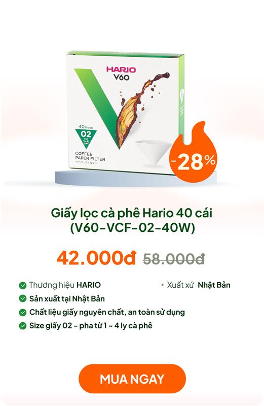 Giấy lọc cà phê Hario 40 cái (V60-VCF-02-40W)