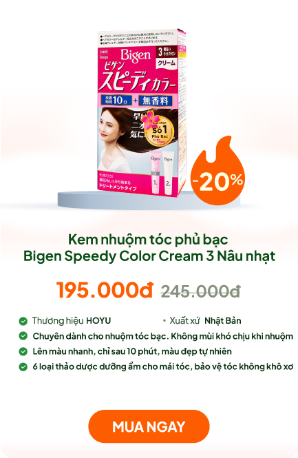 Kem nhuộm tóc phủ bạc Bigen Speedy Color Cream 3 Nâu nhạt
