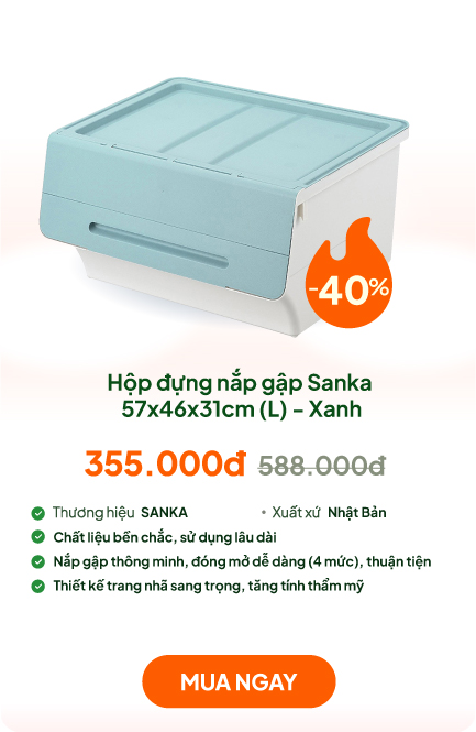 Hộp đựng nắp gập Sanka 57x46x31cm (L) - Xanh