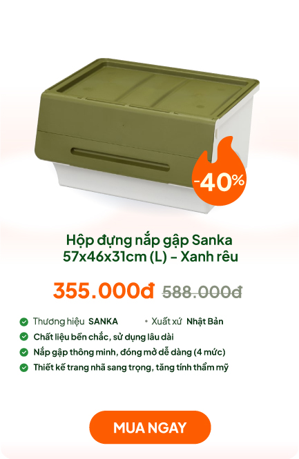 Hộp đựng nắp gập Sanka 57x46x31cm (L) - Xanh rêu