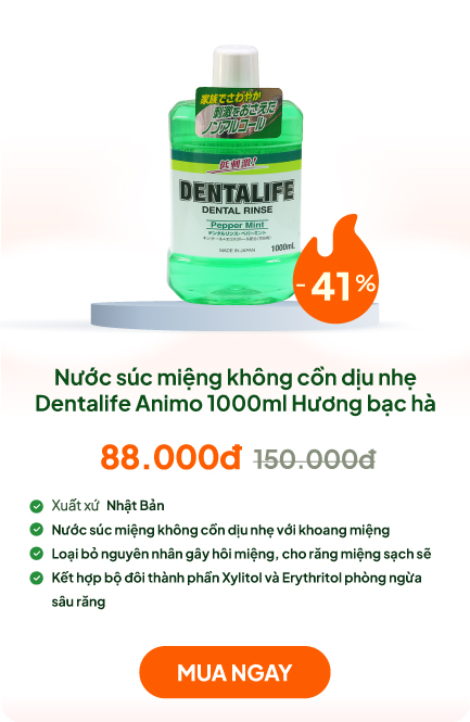 Nước súc miệng không cồn dịu nhẹ Dentalife Animo 1000ml Hương bạc hà