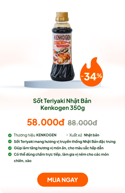 Sốt Teriyaki Nhật Bản Kenkogen 350g Hương vị truyền thống đậm đà, chay mặn đều dùng được