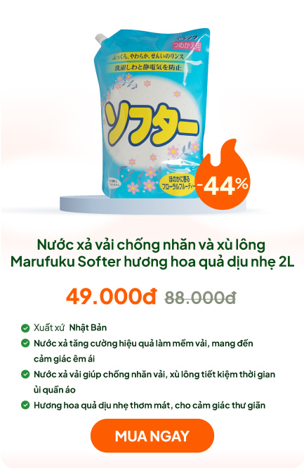 Nước xả vải chống nhăn và xù lông Marufuku Softer hương hoa quả dịu nhẹ 2L