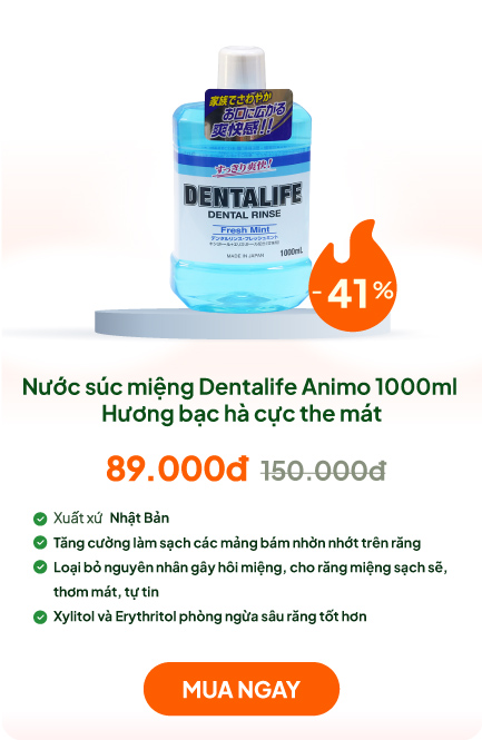 Nước súc miệng Dentalife Animo 1000ml Hương bạc hà cực the mát, thơm miệng
