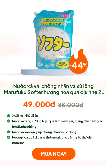 Nước xả vải chống nhăn và xù lông Marufuku Softer hương hoa quả dịu nhẹ 2L
