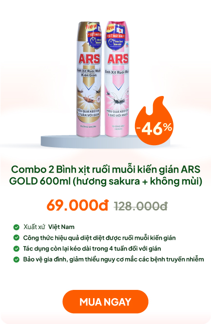 Combo 2 Bình xịt ruồi muỗi kiến gián ARS GOLD 600ml (hương sakura + không mùi)