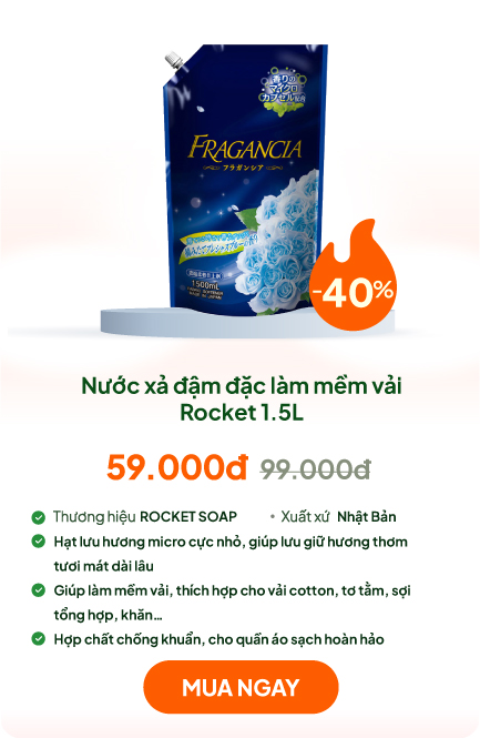 Nước xả đậm đặc làm mềm vải Rocket 1.5L Lưu hương tươi mát dài lâu