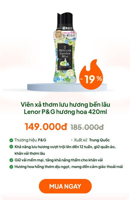 Viên xả thơm lưu hương bền lâu, vải mềm thấm hút vượt trội Lenor P&G hương hoa 420ml