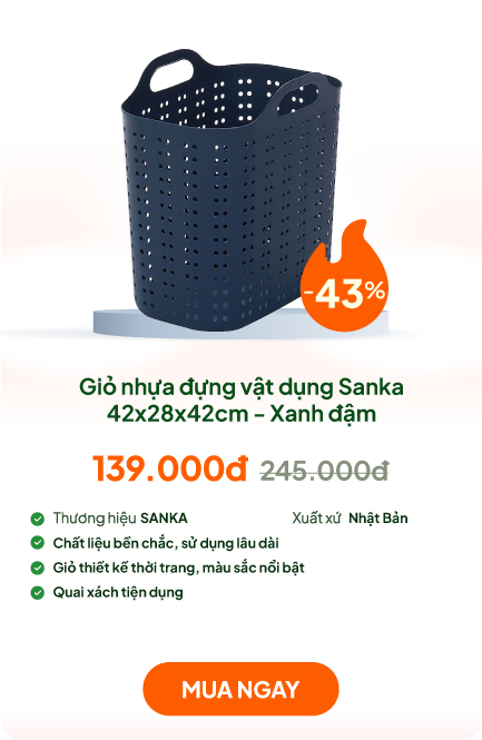 Giỏ nhựa đựng vật dụng Sanka 42x28x42cm - Xanh đậm