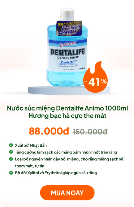Nước súc miệng Dentalife Animo 1000ml Hương bạc hà cực the mát, thơm miệng