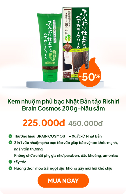 Kem nhuộm phủ bạc Nhật Bản tảo Rishiri 200g-Nâu sẫm-Tặng Chai đựng thuốc nhuộm kèm lược (Từ 1/4-31/12)