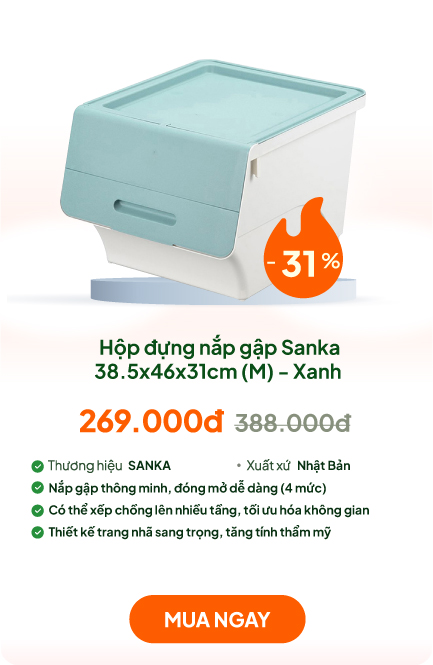 Hộp đựng nắp gập Sanka 38.5x46x31cm (M) - Xanh