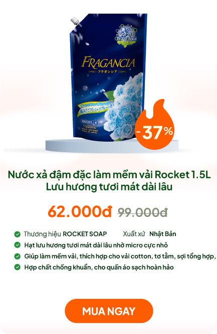Nước xả đậm đặc làm mềm vải Rocket 1.5L Lưu hương tươi mát dài lâu