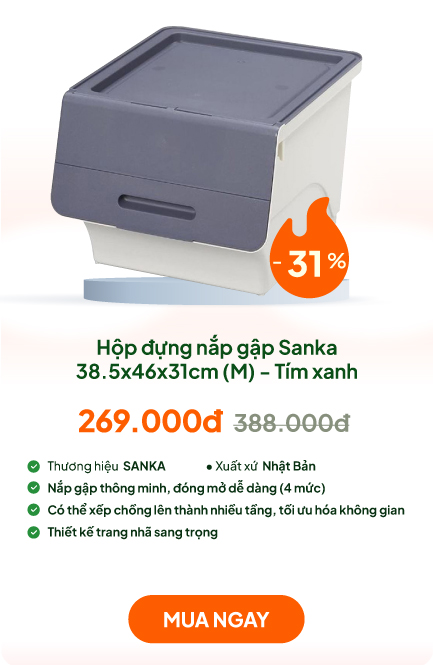 Hộp đựng nắp gập Sanka 38.5x46x31cm (M) - Tím xanh