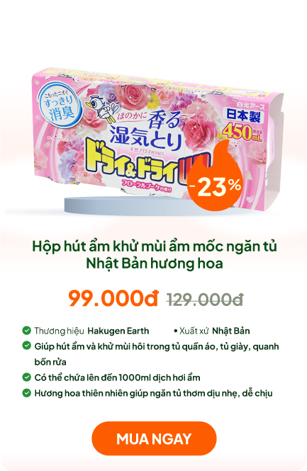 Hộp hút ẩm khử mùi ẩm mốc ngăn tủ Nhật Bản hương hoa thiên nhiên Hakugen Earth 450mlx3 hộp