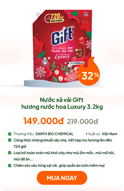 Nước xả vải Gift hương nước hoa Luxury 3.2kg