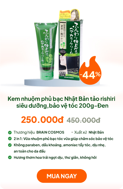 Kem nhuộm phủ bạc Nhật Bản tảo Rishiri bảo vệ tóc 200g-Đen -Tặng Chai đựng thuốc nhuộm kèm lược (Từ 1/4-31/12)