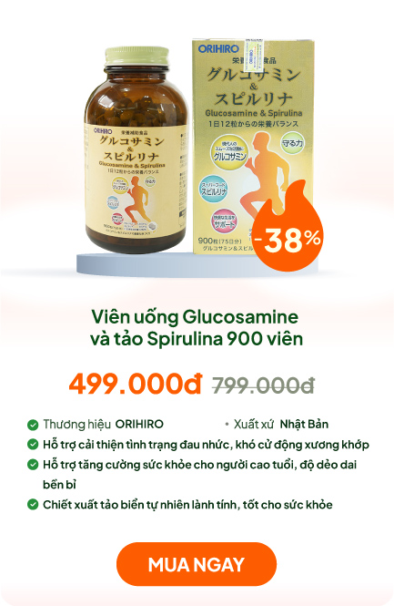 TPBVSK: Viên uống Glucosamine và tảo Spirulina Orihiro 900 viên, Tăng dịch khớp, ngừa thoái hóa