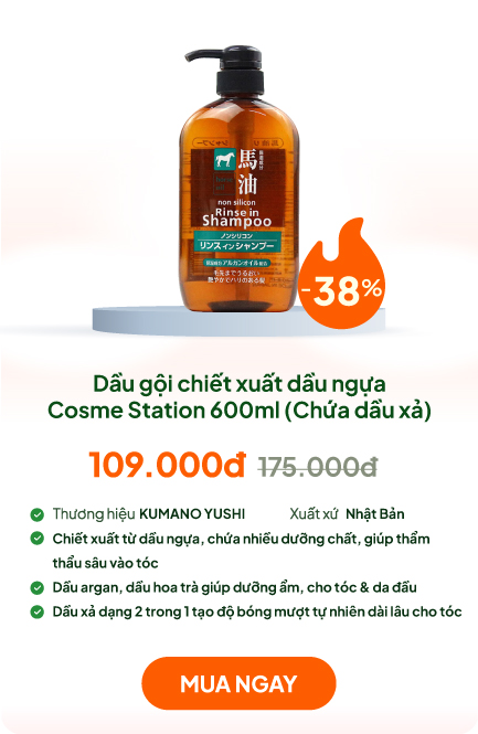 Dầu gội chiết xuất dầu ngựa Cosme Station 600ml (Chứa dầu xả, không Silicon)