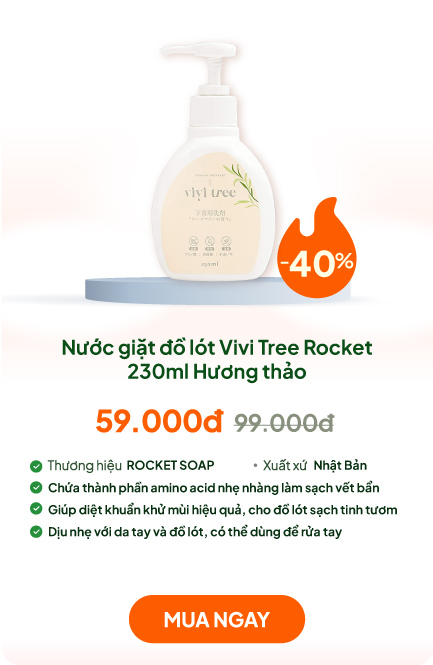Nước giặt đồ lót Vivi Tree Rocket 230ml Chống khuẩn khử mùi (Hương thảo )
