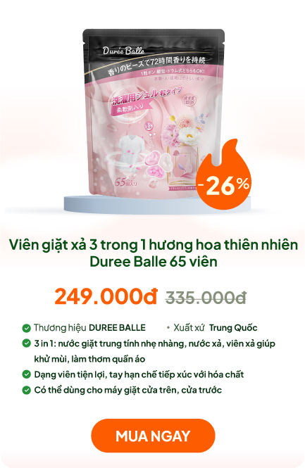 Viên giặt xả 3 trong 1 hương hoa thiên nhiên Duree Balle 65 viên, Khử mùi, lưu hương dài lâu
