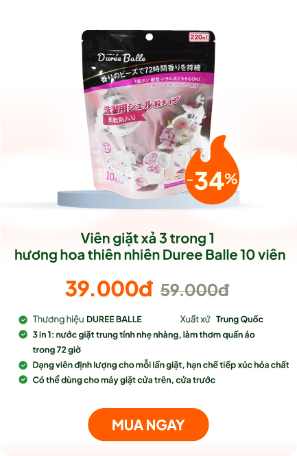 Viên giặt xả 3 trong 1 khử mùi, lưu hương dài lâu, hương hoa thiên nhiên Duree Balle 10 viên