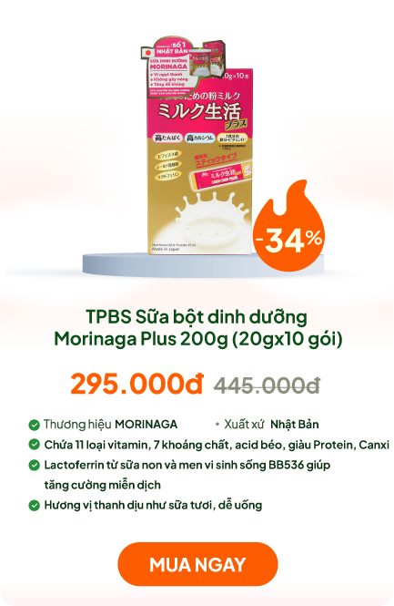 TPBS: Sữa bột dinh dưỡng Morinaga Plus 20gx10 gói
