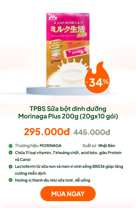 TPBS: Sữa bột dinh dưỡng Morinaga Plus 20gx10 gói