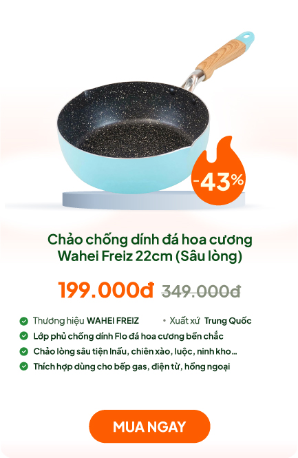 Chảo chống dính đá hoa cương Wahei Freiz 22cm (Sâu lòng), dùng được bếp từ