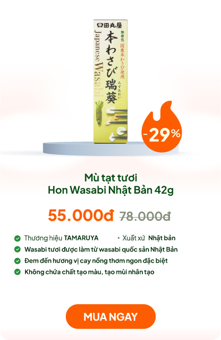 Mù tạt tươi Hon Wasabi Nhật Bản 42g, sử dụng Wasabi quốc sản Nhật
