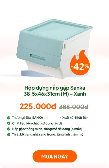 Hộp đựng nắp gập Sanka 38.5x46x31cm (M) - Xanh