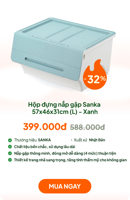 Hộp đựng nắp gập Sanka 57x46x31cm (L) - Xanh