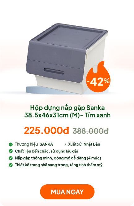 Hộp đựng nắp gập Sanka 38.5x46x31cm (M) - Tím xanh