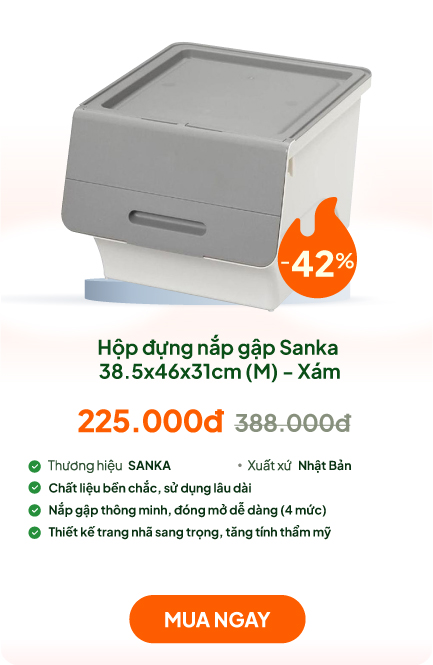 Hộp đựng nắp gập Sanka 38.5x46x31cm (M) - Xám