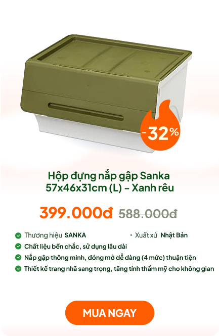 Hộp đựng nắp gập Sanka 57x46x31cm (L) - Xanh rêu