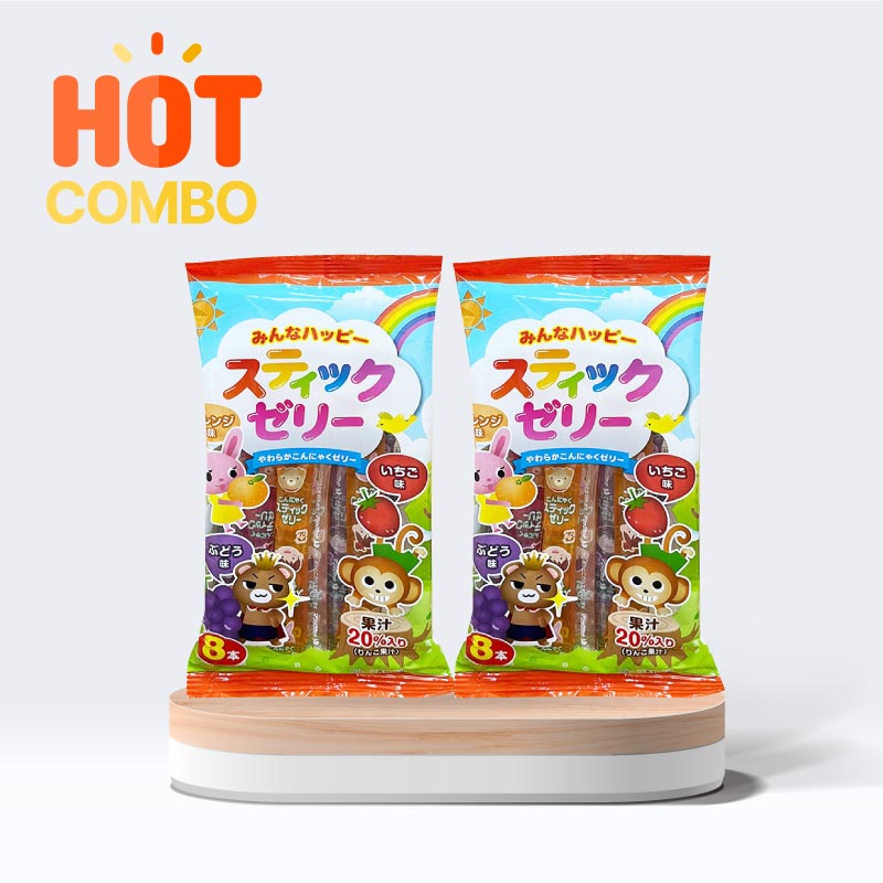 Combo 2 gói Thạch rau câu Ribon nước ép trái cây cô đặc 8 cái (131g)