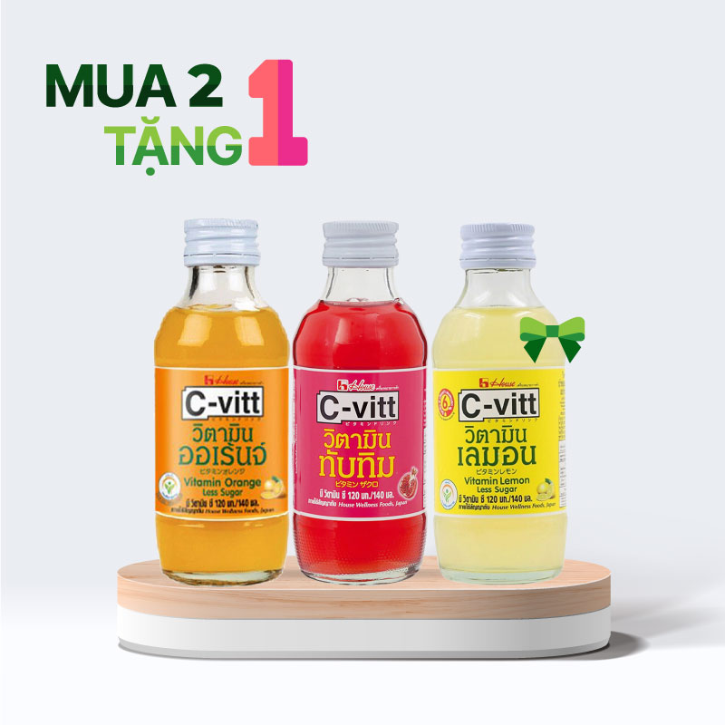 Combo mua 2 tặng 1 Nước Vitamin C- Vitt 140ml (3 vị)