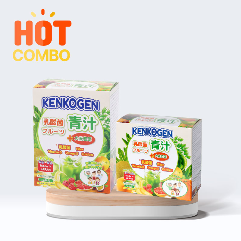 Combo Bột mầm lúa mạch non Nhật Bản Kenkogen (hộp 24 gói và hộp 10 gói)