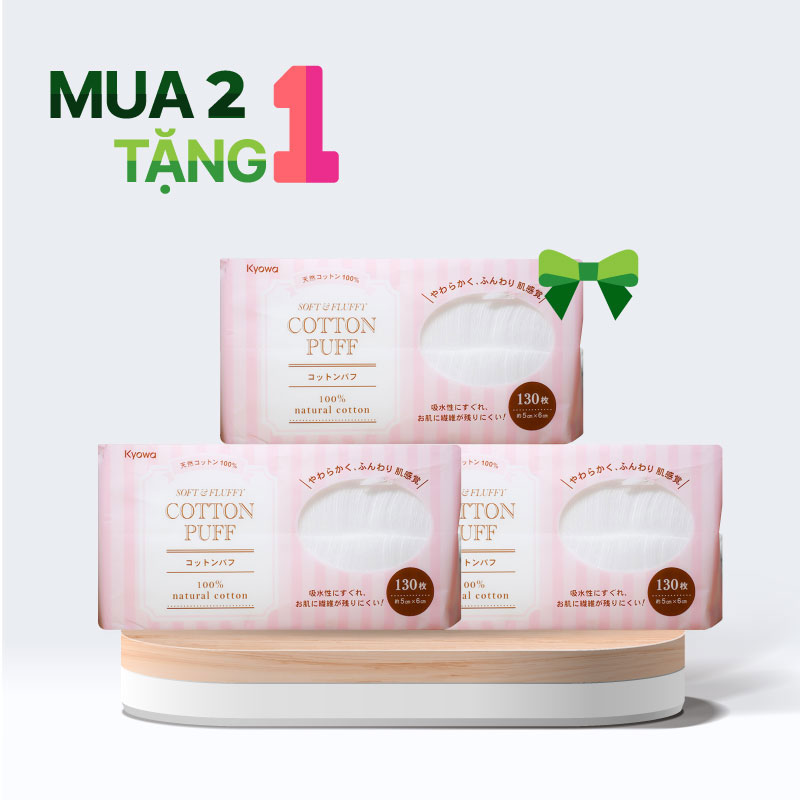 Combo mua 2 tặng 1 Bông tẩy trang Cotton thiên nhiên 130 miếng