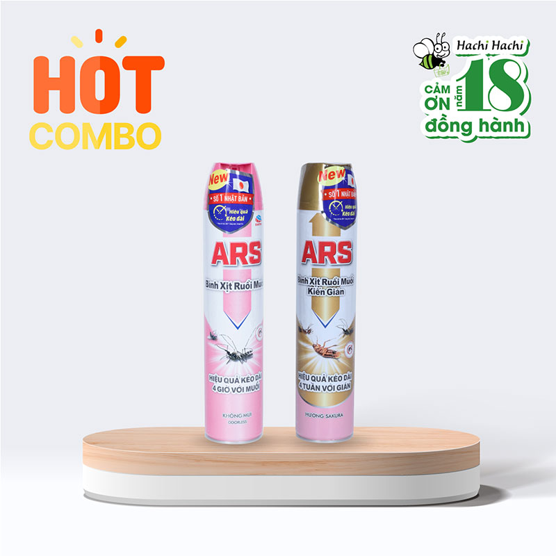 Combo 2 Bình xịt ruồi muỗi kiến gián ARS GOLD 600ml (hương sakura + không mùi)