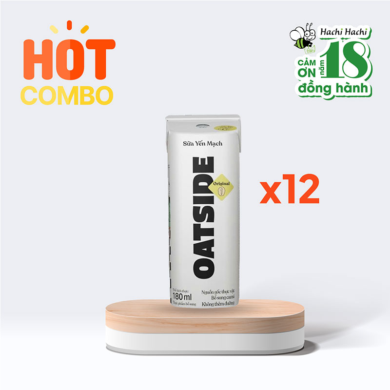 Combo 12 hộp sữa yến mạch vị nguyên bản OATSIDE 180 ml
