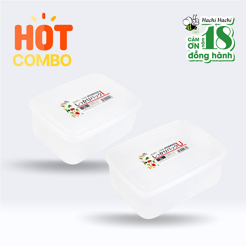 Combo 2 Hộp đựng thực phẩm Nhật Bản trữ đông, trữ mát, dùng lò vi sóng Nakaya 2L và 3L