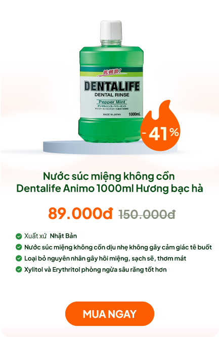 Nước súc miệng không cồn dịu nhẹ Dentalife Animo 1000ml Hương bạc hà