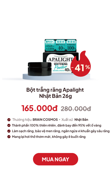 Bột trắng răng Apalight Nhật Bản Brain Cosmos 26g