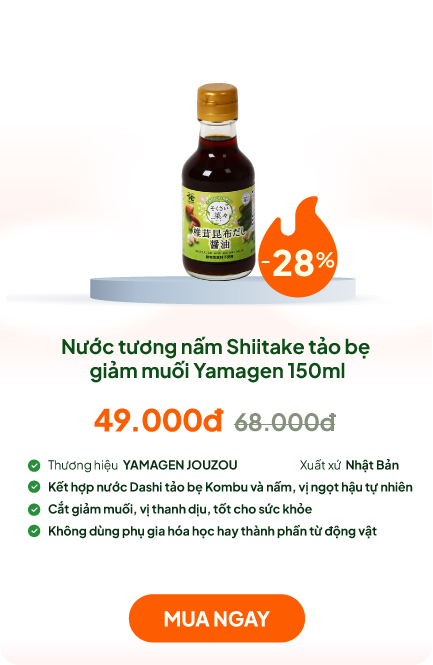 Nước tương nấm Shiitake tảo bẹ giảm muối Yamagen 150ml